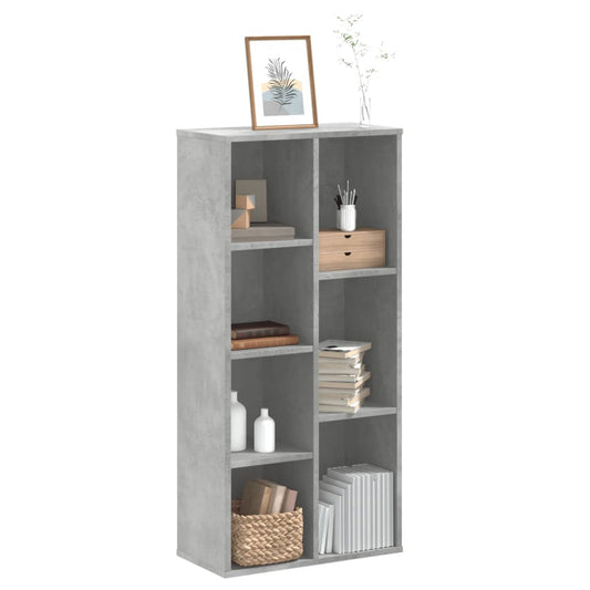 betonszürke szerelt fa könyvespolc 50x25x105 cm