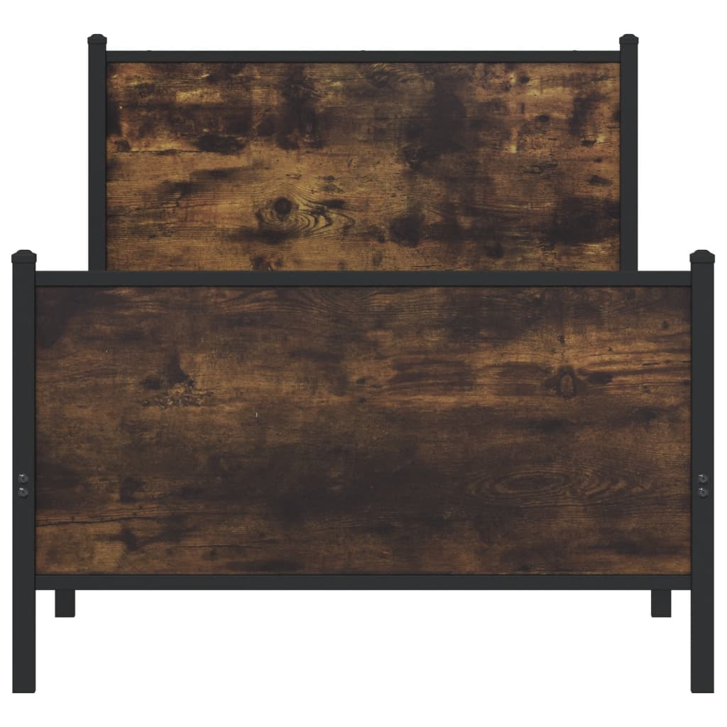 füstös tölgy színű fém ágykeret matrac nélkül 90 x 200 cm