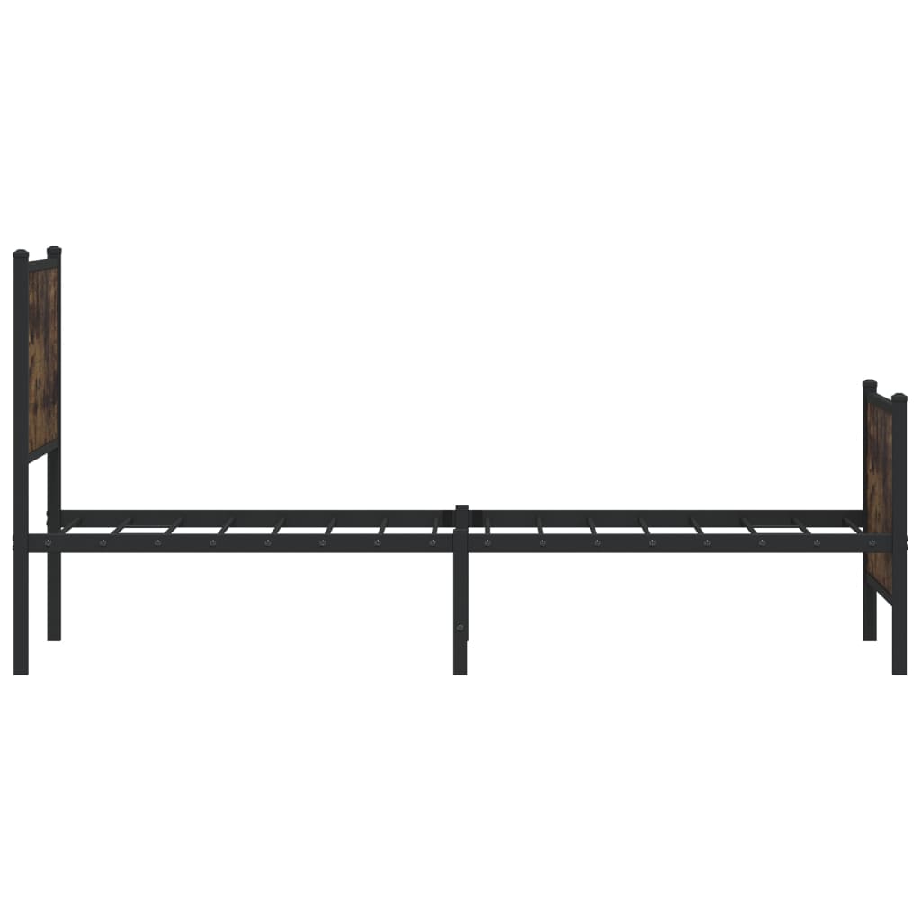 füstös tölgy színű fém ágykeret matrac nélkül 90 x 200 cm