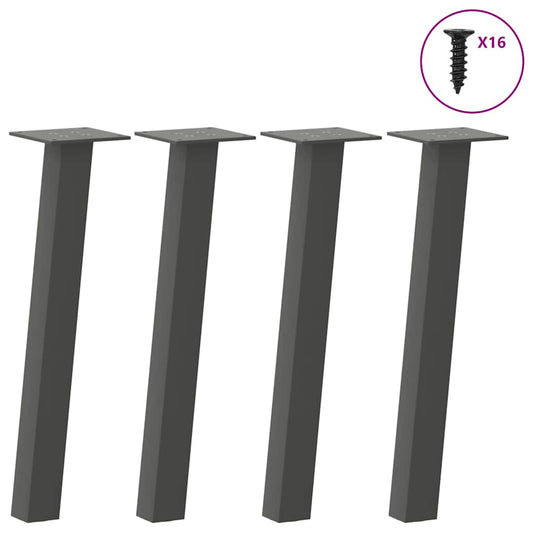 4 db antracitszürke acél dohányzóasztal láb 42 cm