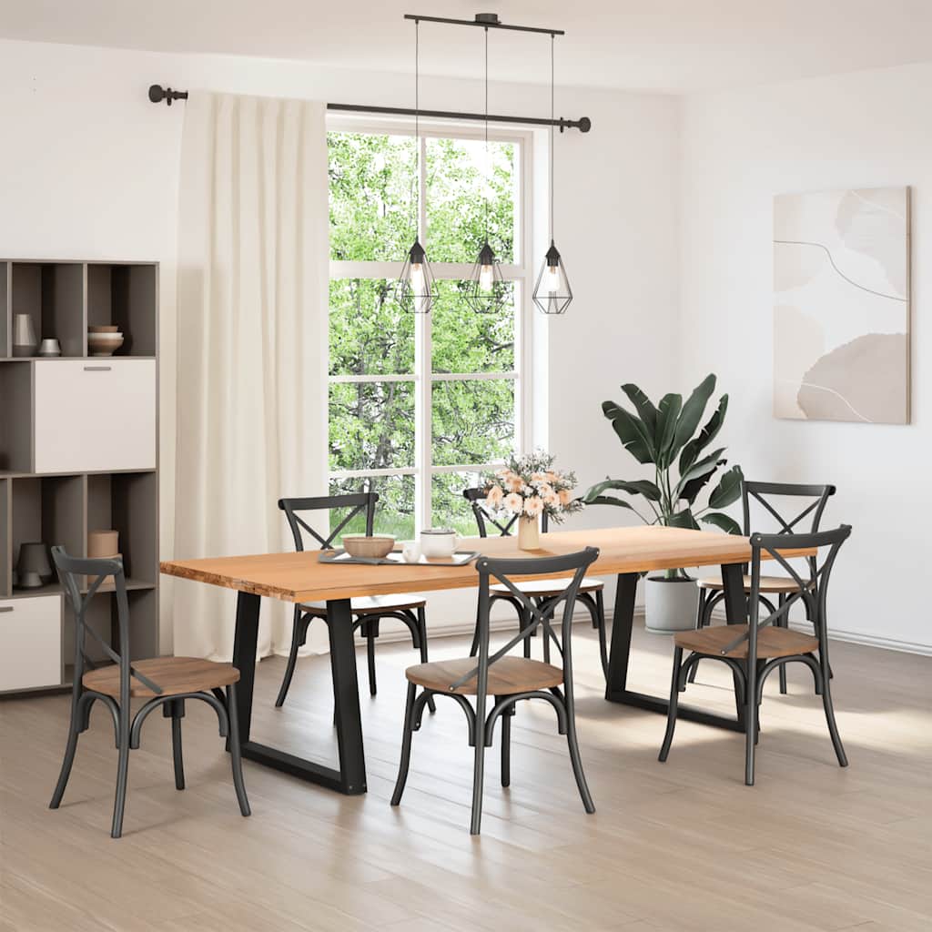 2 db fekete, V-alakú acél étkezőasztal láb 70 x (72-73,3) cm