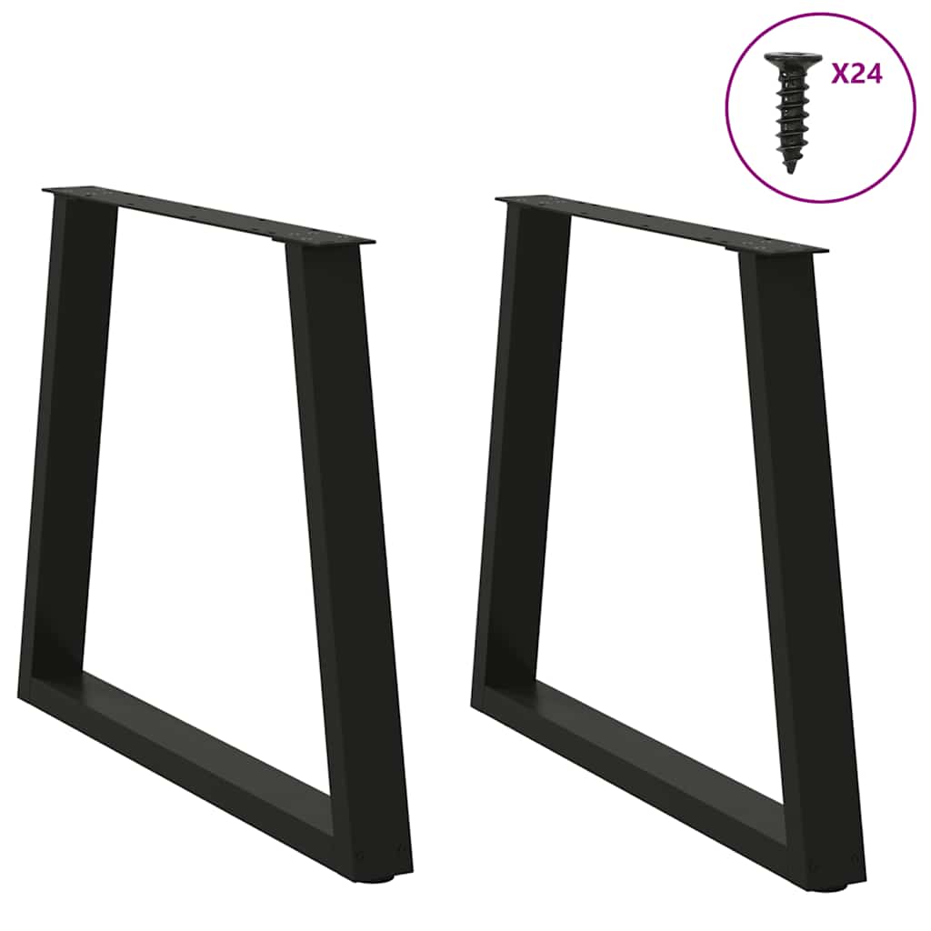 2 db fekete, V-alakú acél étkezőasztal láb 70 x (72-73,3) cm