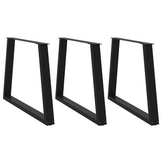 3 db fekete, V-alakú acél étkezőasztal láb 90 x (72-73,3) cm