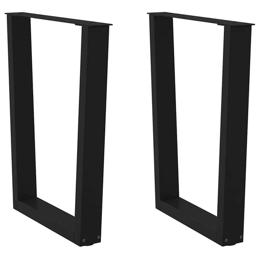 2 db fekete, V-alakú acél étkezőasztal láb 70 x (72-73,3) cm