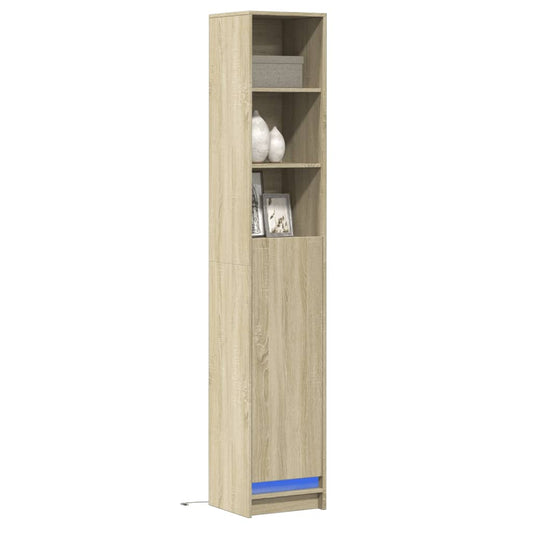 sonoma tölgy szerelt fa tálalószekrény LED-del 36x32,5x200 cm