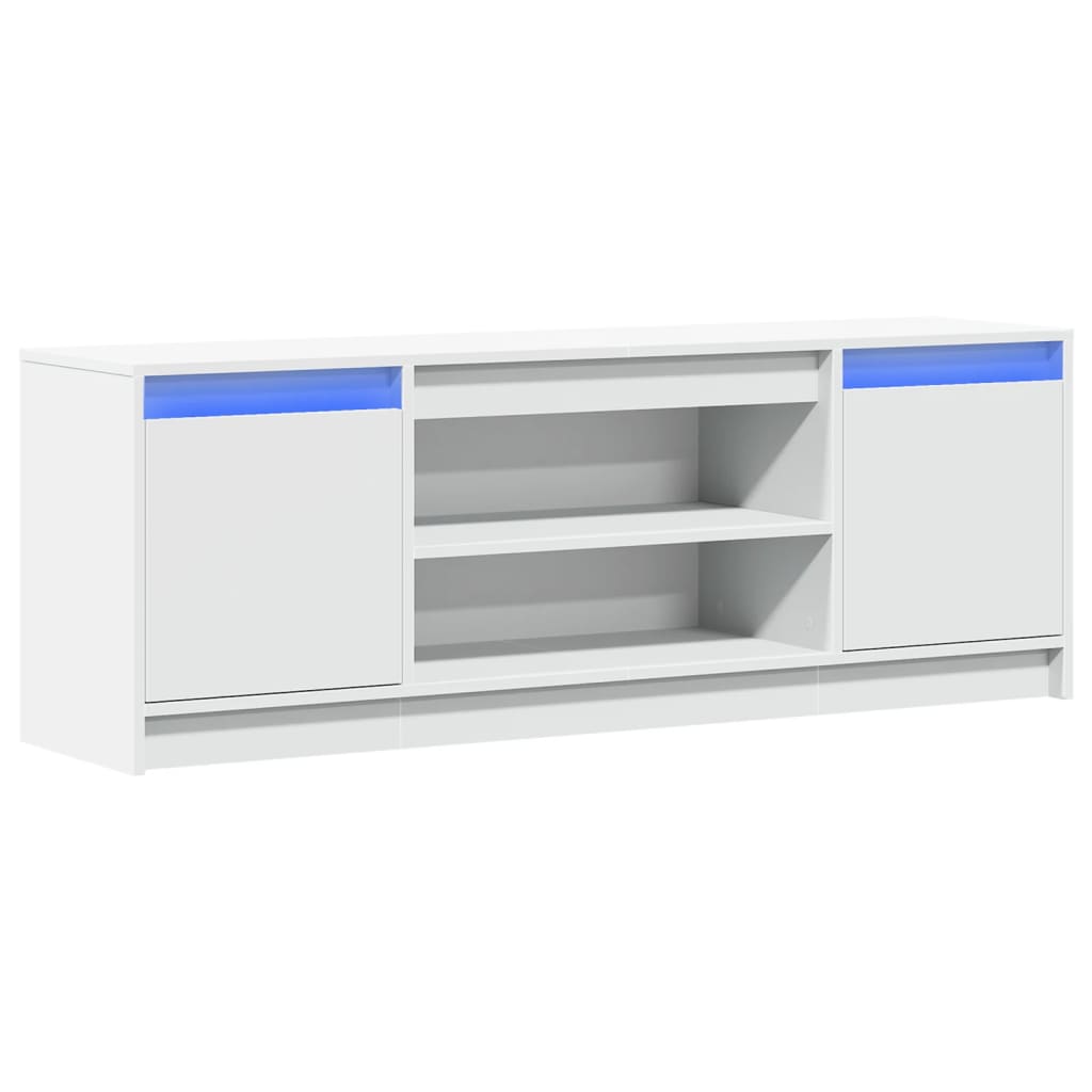 fehér szerelt fa TV-szekrény LED-ekkel 139,5 x 34 x 50 cm