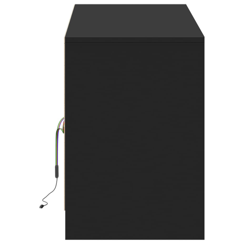 fekete szerelt fa TV-szekrény LED-ekkel 139,5 x 34 x 50 cm