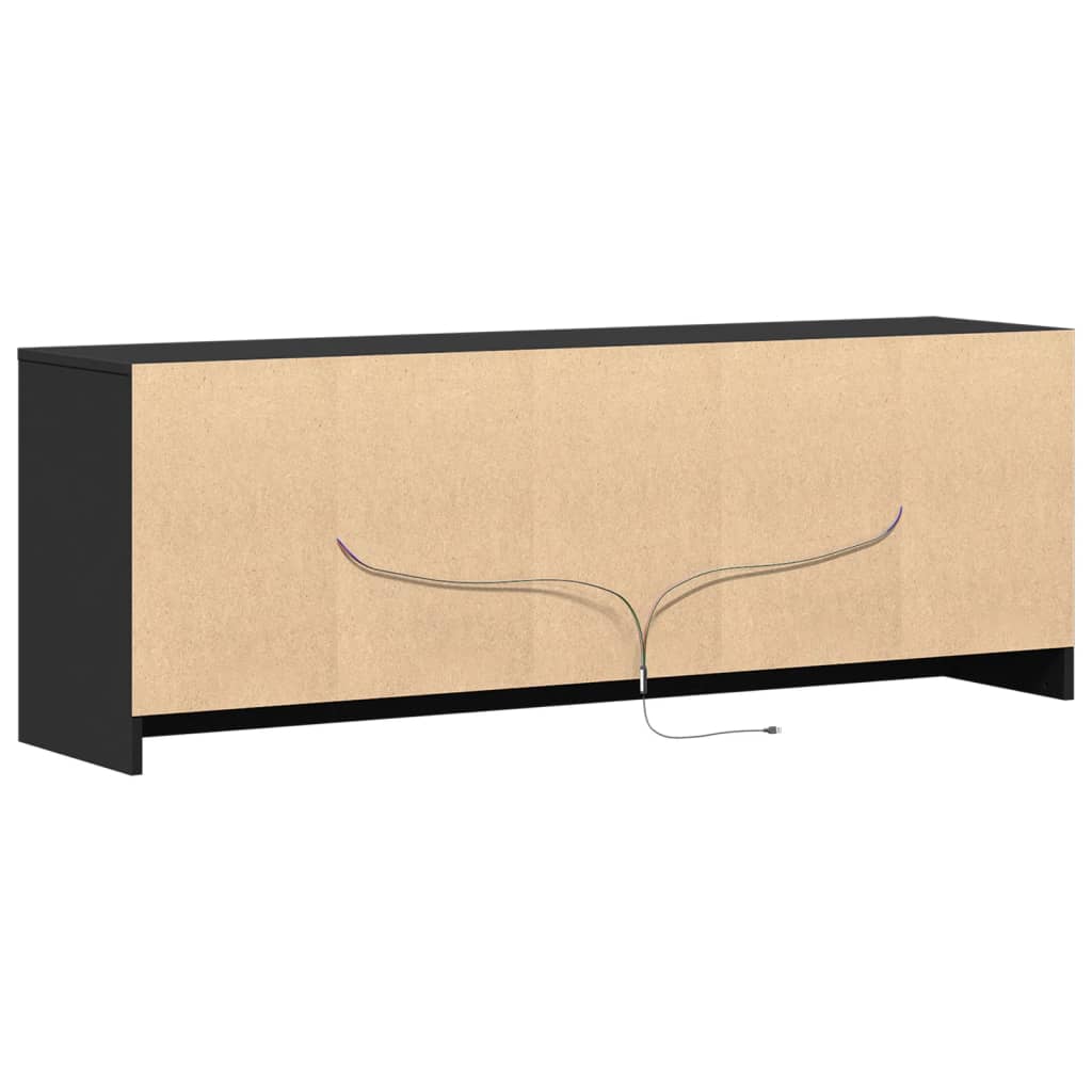 fekete szerelt fa TV-szekrény LED-ekkel 139,5 x 34 x 50 cm