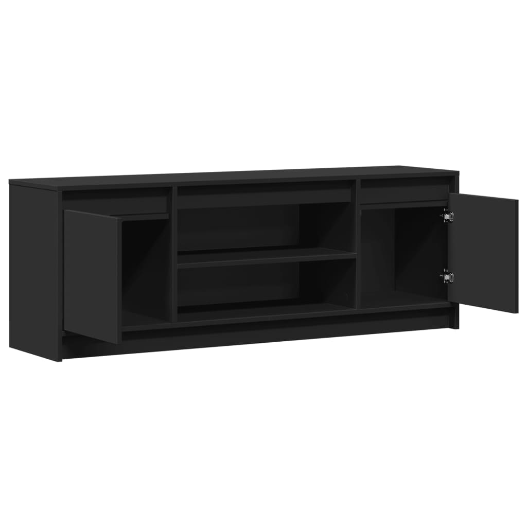 fekete szerelt fa TV-szekrény LED-ekkel 139,5 x 34 x 50 cm