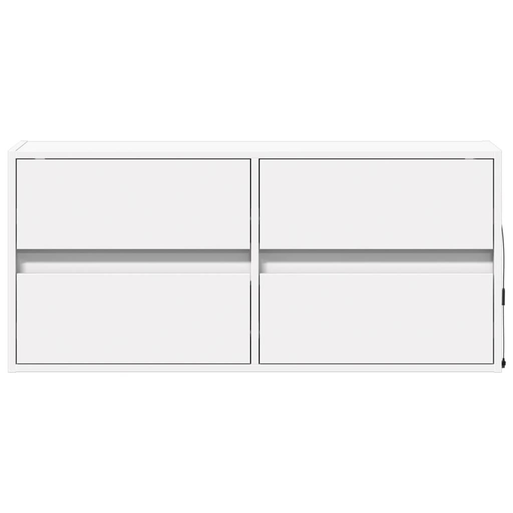 fehér falra szerelhető TV-szekrény LED-lámpákkal 100x31x45 cm