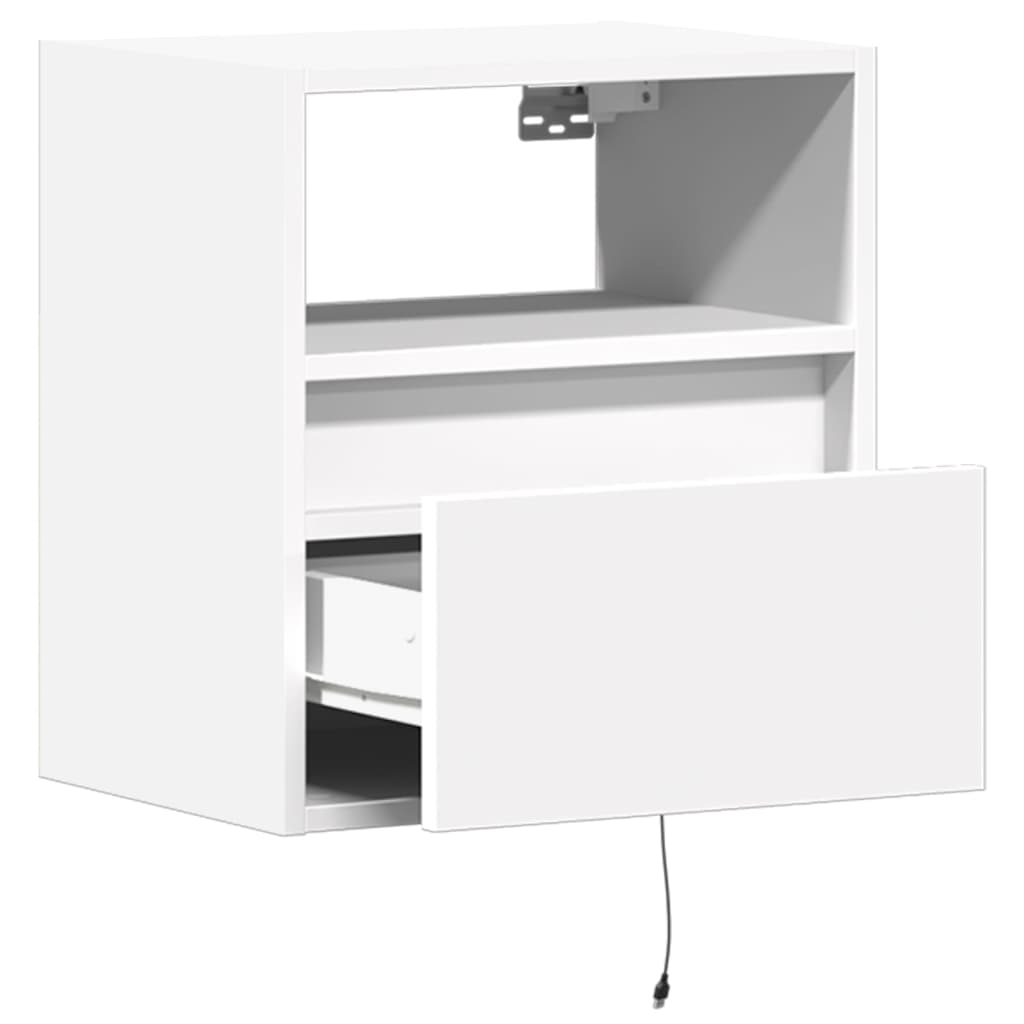 2 db fehér falra szerelhető TV-szekrény LED-del 41 x 31 x 45 cm