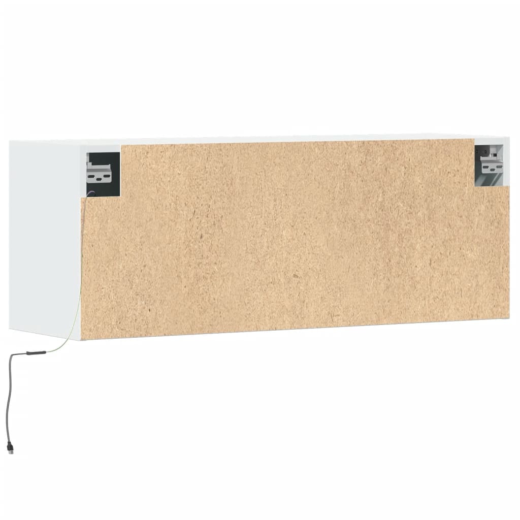 fehér falra szerelhető TV-szekrény LED-lámpákkal 100x31x35 cm