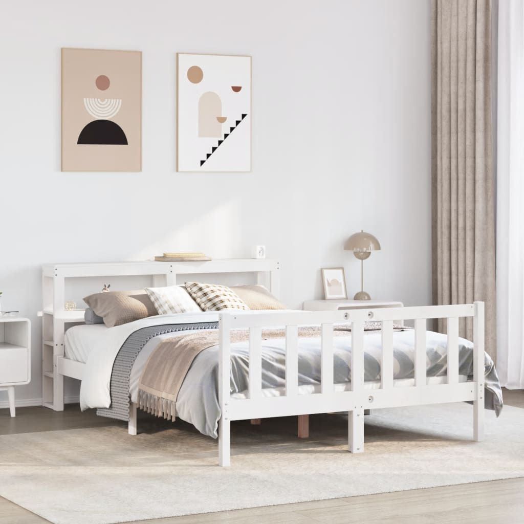 fehér tömör fenyőfa ágy matrac nélkül 160 x 200 cm