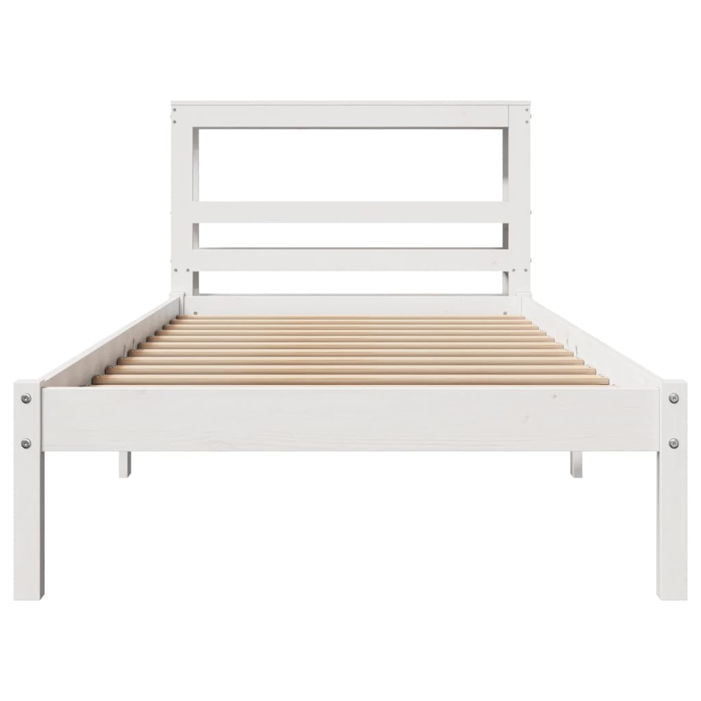 fehér tömör fenyőfa ágy matrac nélkül 90 x 200 cm