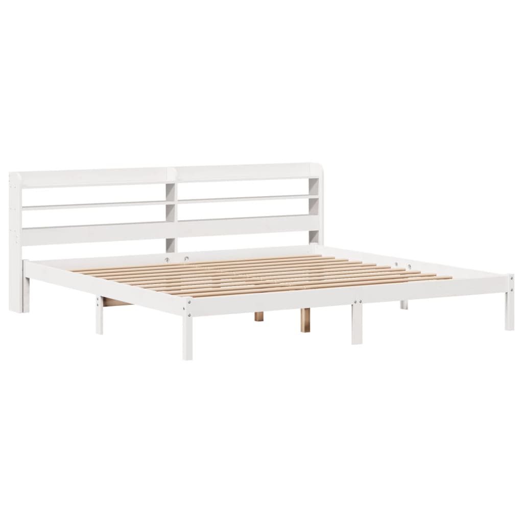 fehér tömör fenyőfa ágy matrac nélkül 200 x 200 cm