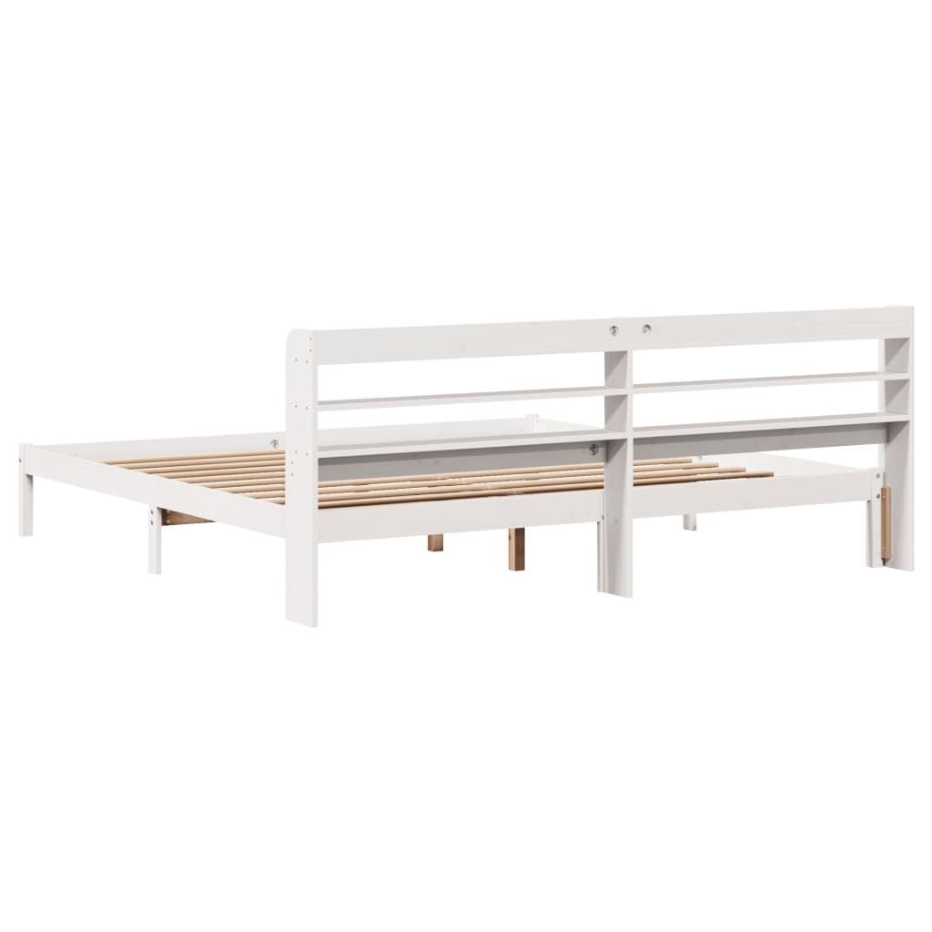 fehér tömör fenyőfa ágy matrac nélkül 200 x 200 cm