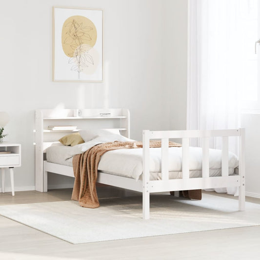 fehér tömör fenyőfa ágy matrac nélkül 75 x 190 cm