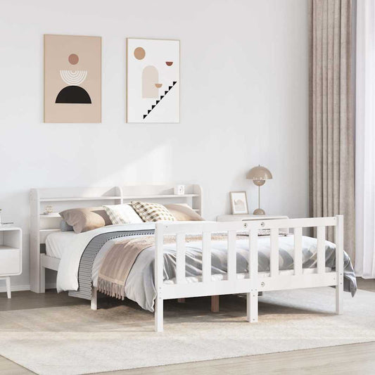 fehér tömör fenyőfa ágy matrac nélkül 140x190 cm