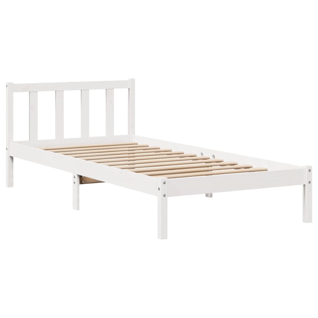 fehér tömör fenyőfa ágy matrac nélkül 90 x 200 cm
