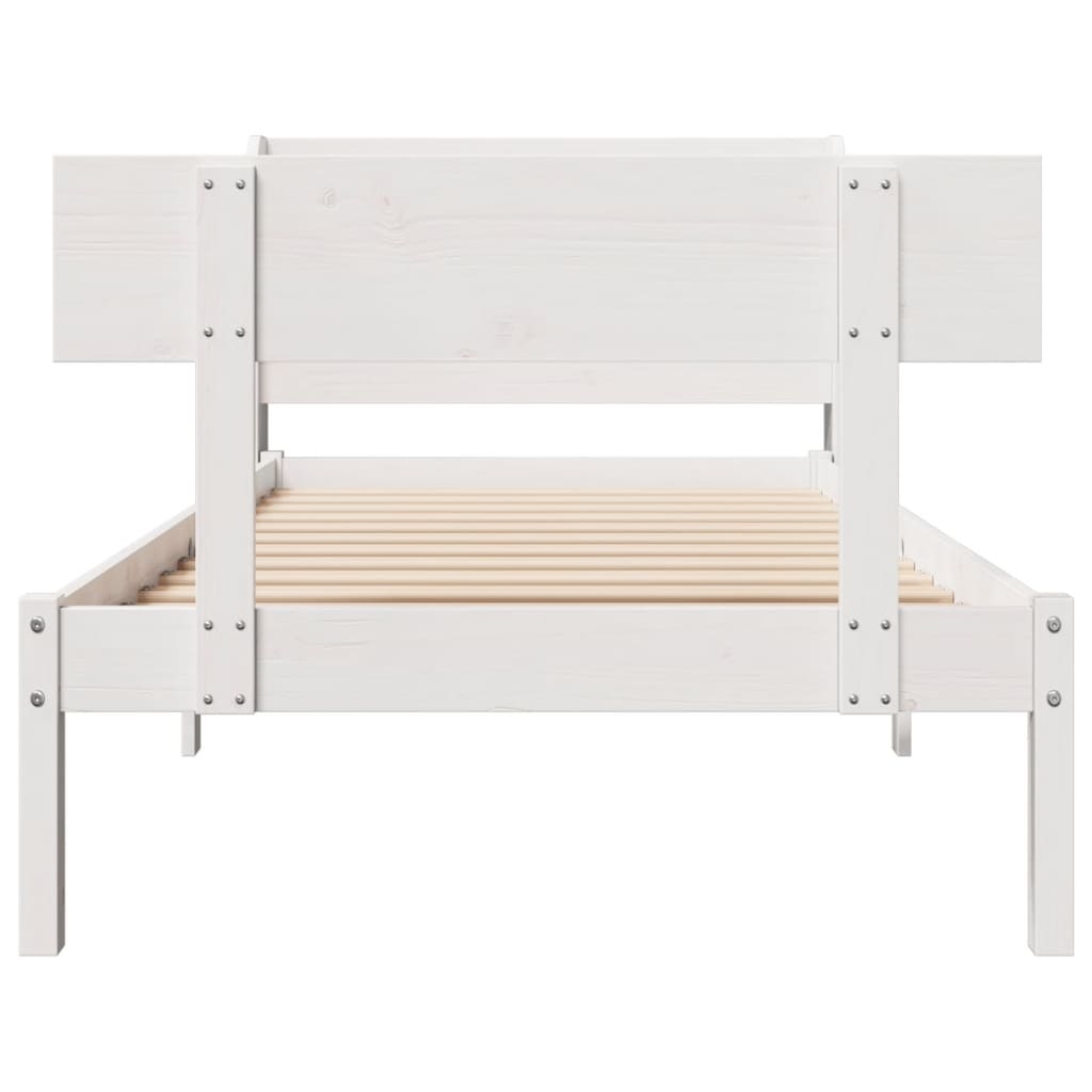 fehér tömör fenyőfa ágy matrac nélkül 90 x 200 cm