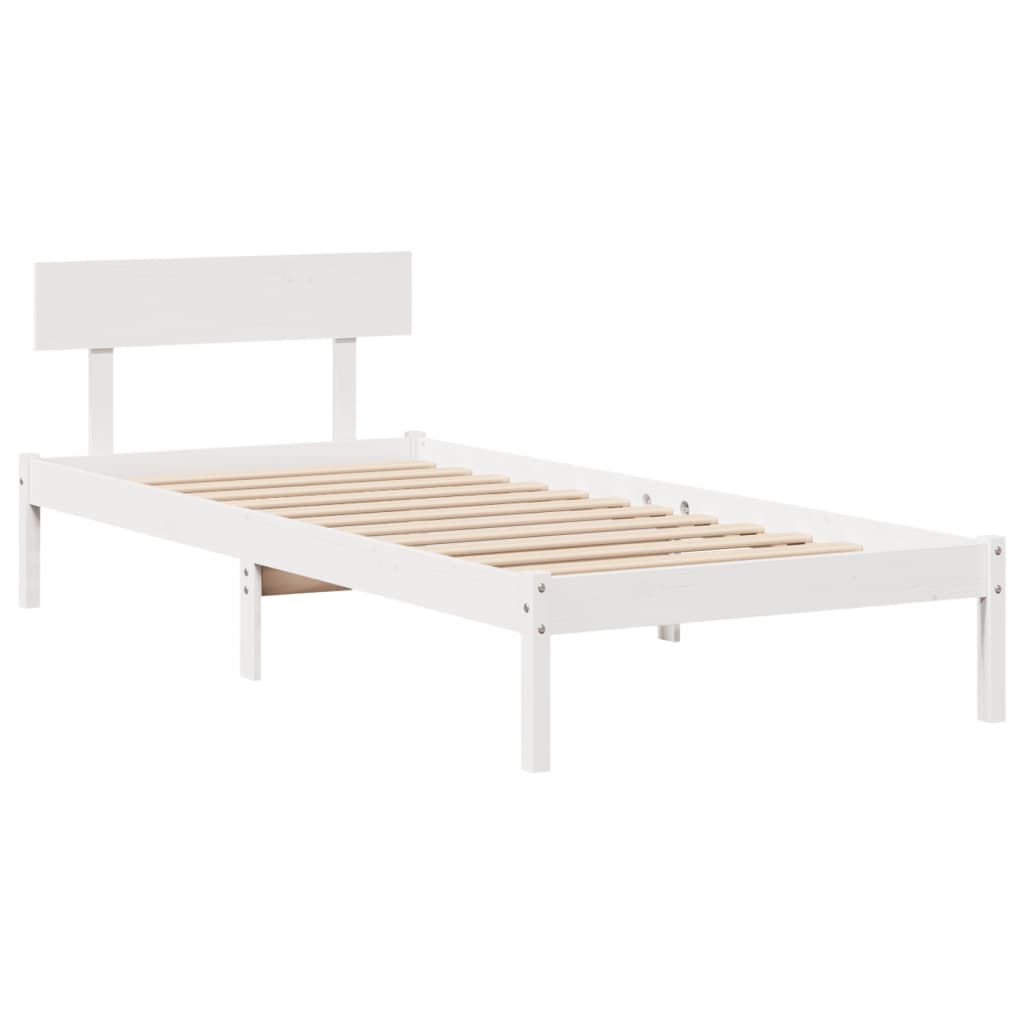 fehér tömör fenyőfa ágy matrac nélkül 90 x 200 cm