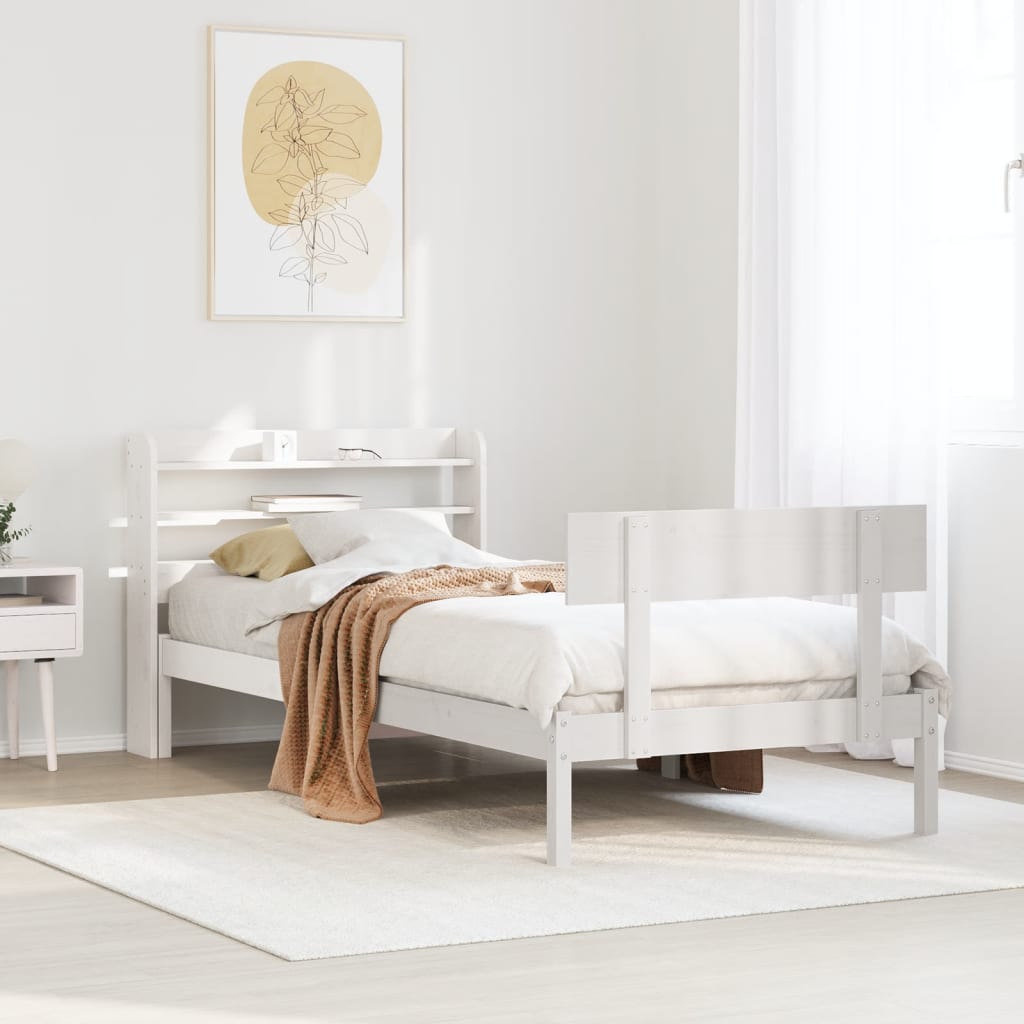fehér tömör fenyőfa ágy matrac nélkül 90 x 200 cm