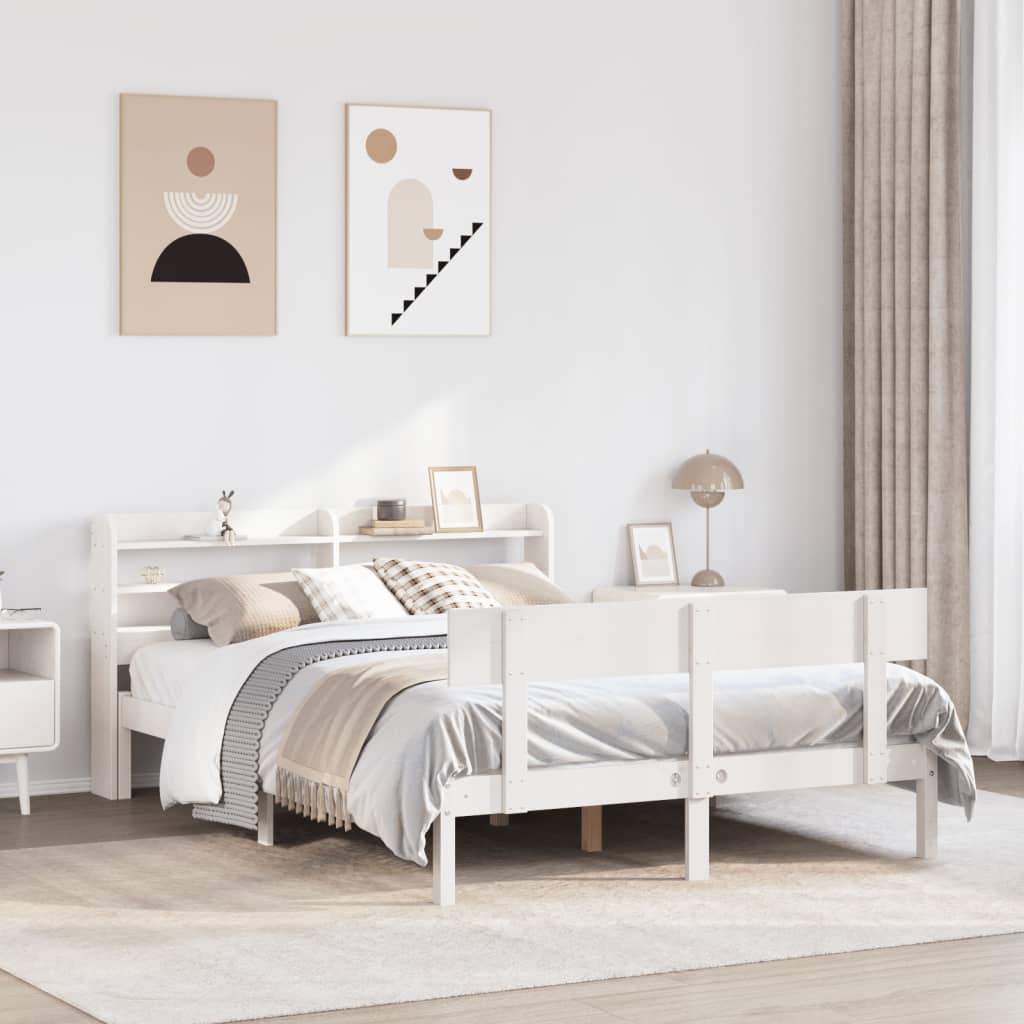 fehér tömör fenyőfa ágy matrac nélkül 120 x 200 cm