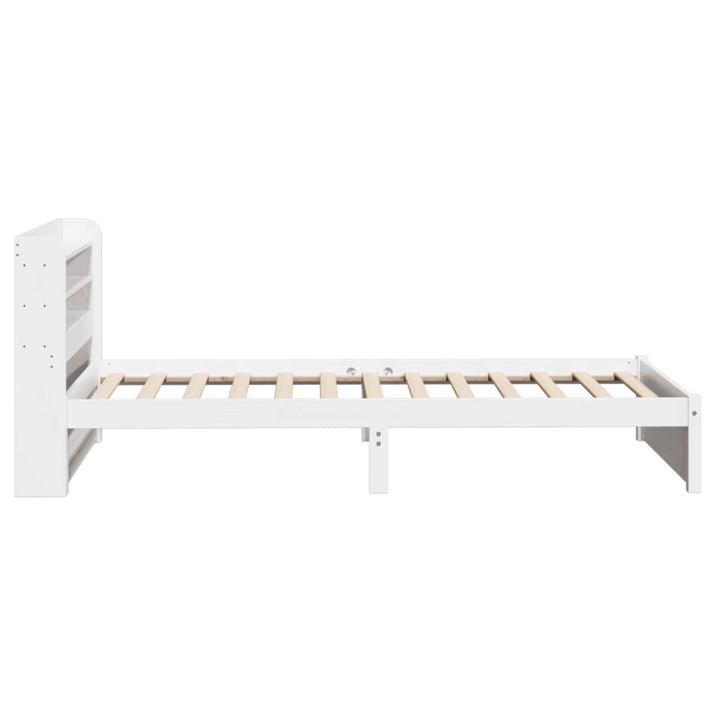 fehér tömör fenyőfa ágykeret fejtámlával 75 x 190 cm