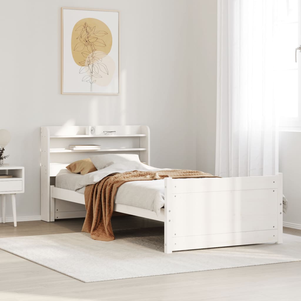 fehér ágykeret fejtámlával matrac nélkül 90x200 cm
