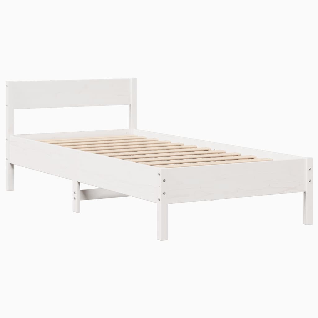 fehér tömör fenyőfa ágykeret matrac nélkül 90 x 190 cm