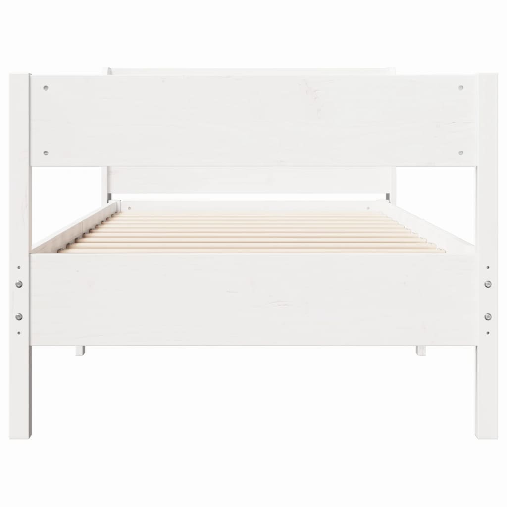 fehér tömör fenyőfa ágy matrac nélkül 75 x 190 cm