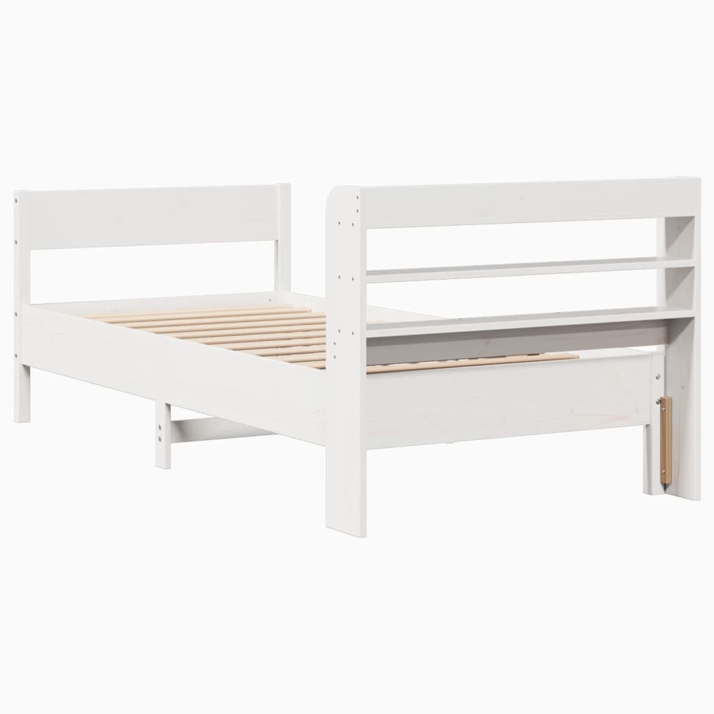 fehér tömör fenyőfa ágy matrac nélkül 75 x 190 cm