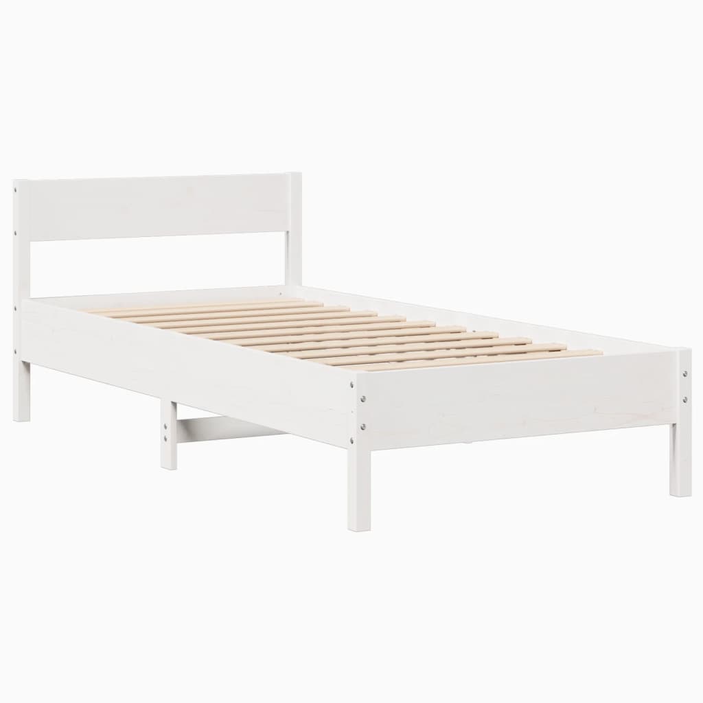 fehér tömör fenyőfa ágy matrac nélkül 75 x 190 cm