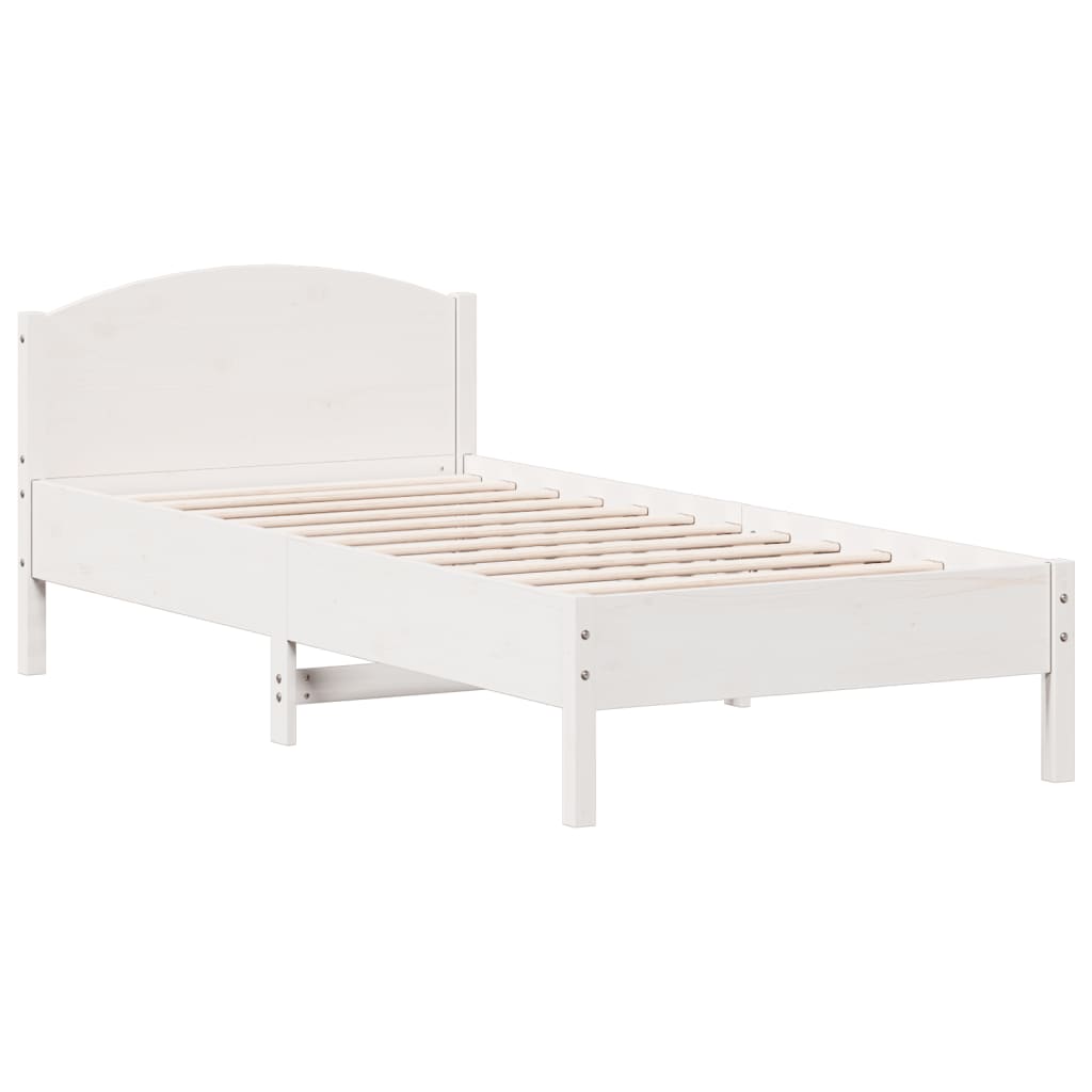 fehér tömör fenyőfa ágy matrac nélkül 75 x 190 cm