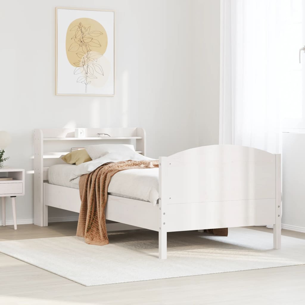 fehér tömör fenyőfa ágy matrac nélkül 75 x 190 cm