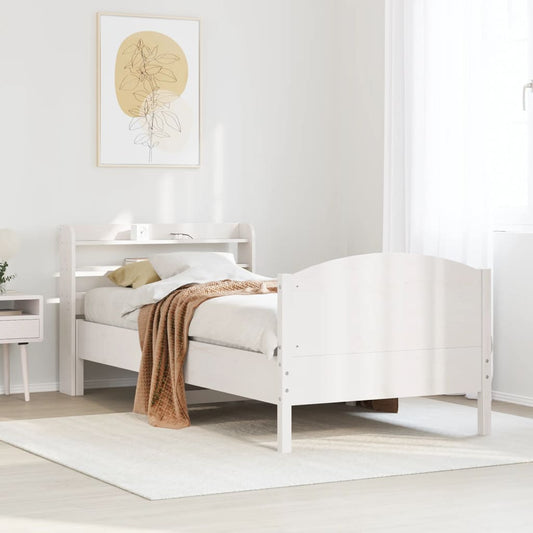 fehér tömör fenyőfa ágy matrac nélkül 75 x 190 cm