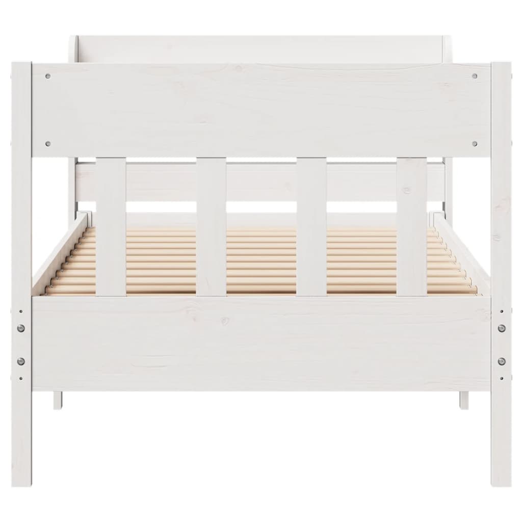 fehér tömör fenyőfa ágy matrac nélkül 75 x 190 cm