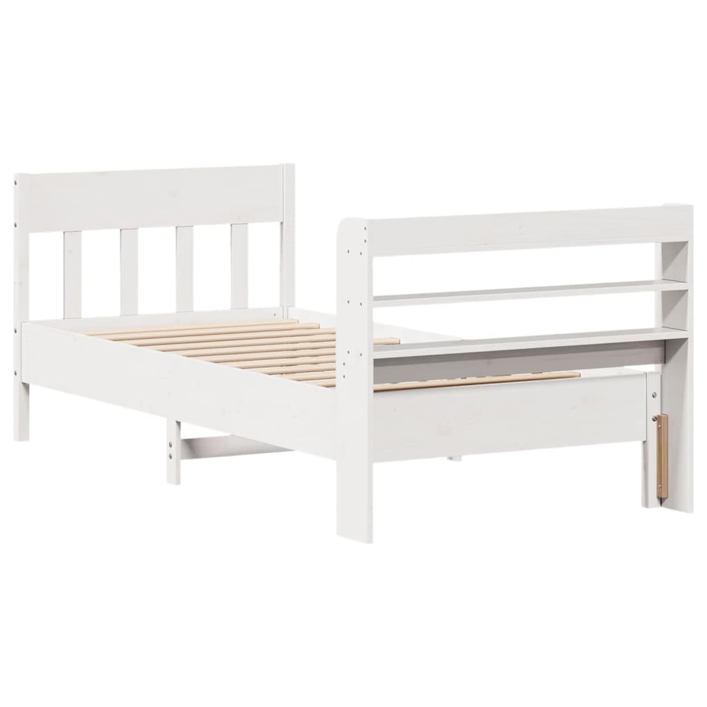 fehér tömör fenyőfa ágy matrac nélkül 75 x 190 cm