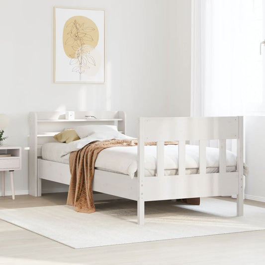 fehér tömör fenyőfa ágy matrac nélkül 75 x 190 cm