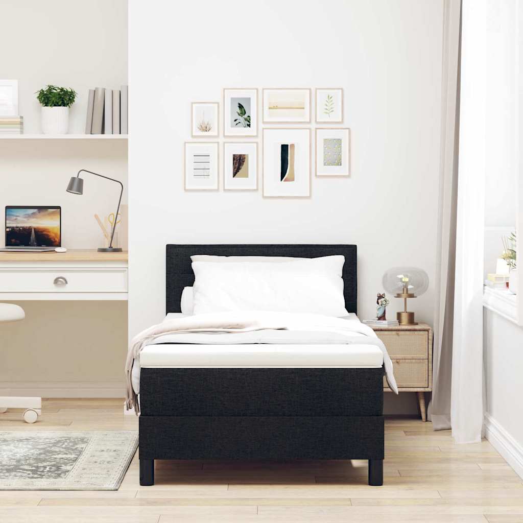 Boxspring ágy matraccal matracmal Fekete 80 x 200 cm szövet