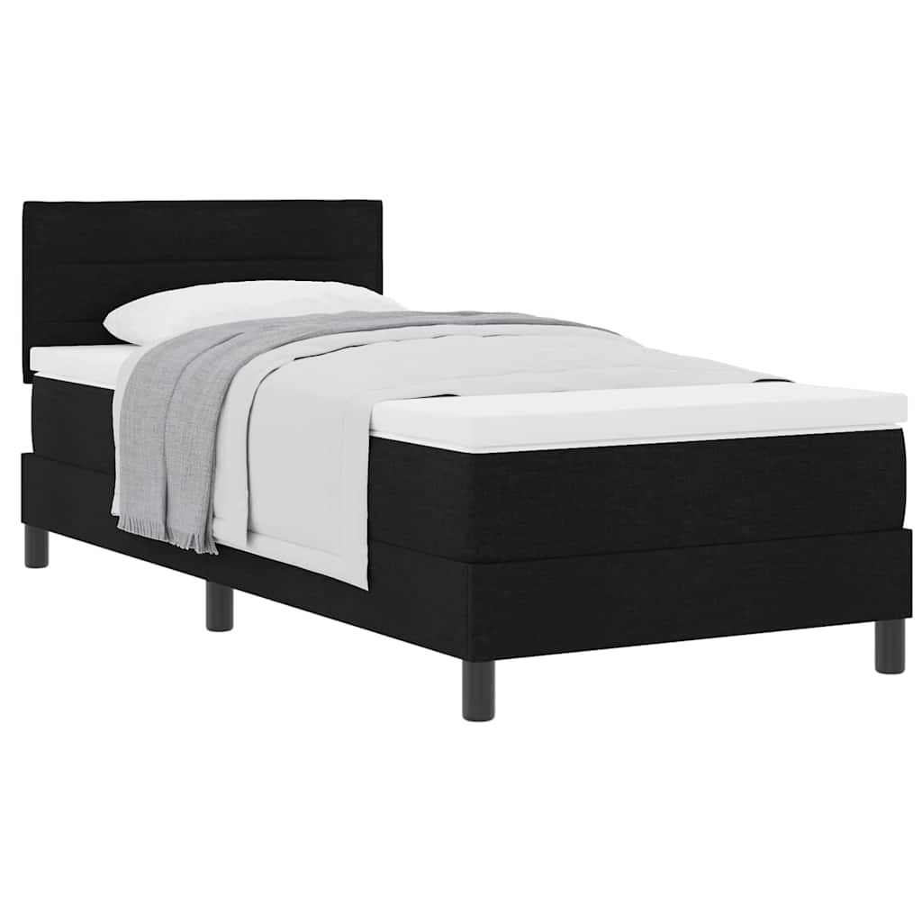 Boxspring ágy matraccal matracmal Fekete 80 x 200 cm szövet