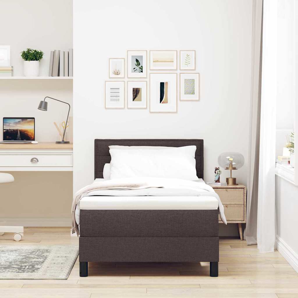 Boxspring ágy matraccal Sötét Barna 90 x 190 cm szövet