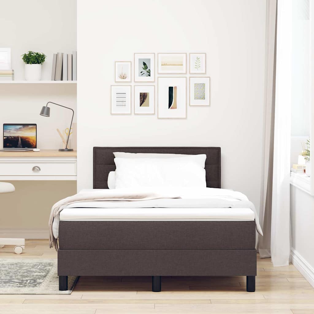Boxspring ágy matraccal Sötét Barna 120 x 200 cm szövet