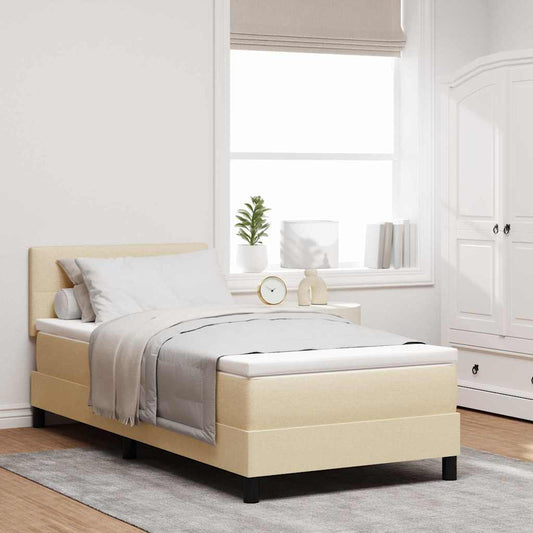 Boxspring ágy matraccal matracmal Krém 80 x 200 cm szövet
