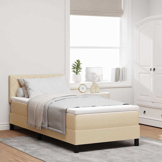Boxspring ágy matraccal matracmal Krém 90 x 190 cm szövet