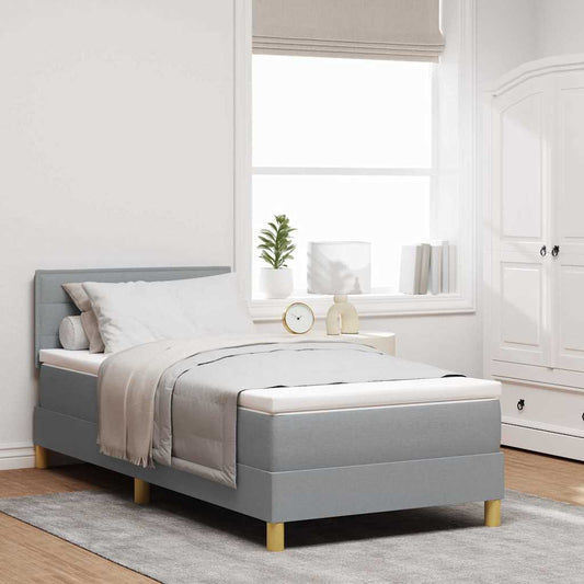 Boxspring ágy matraccal Világosszürke 90 x 190 cm szövet