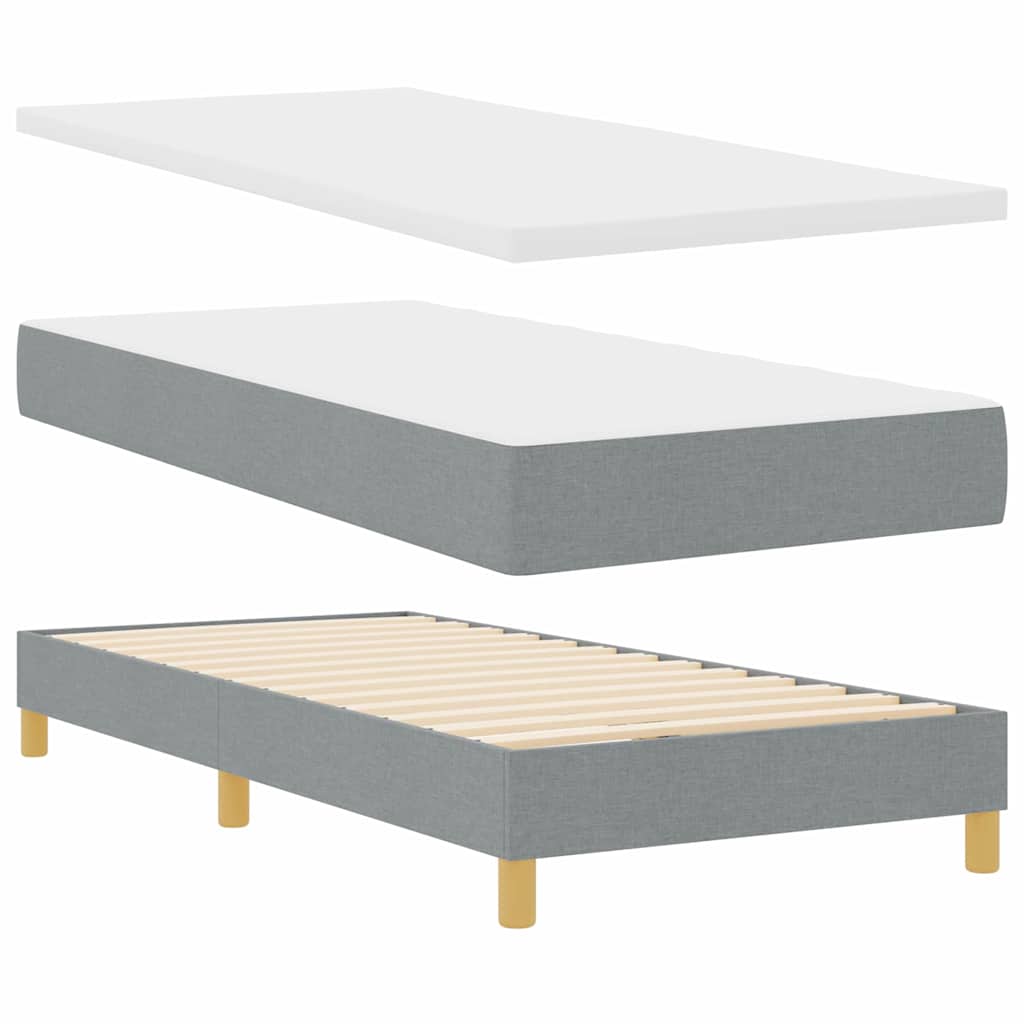 Boxspring ágy matraccal Világosszürke 90 x 190 cm szövet