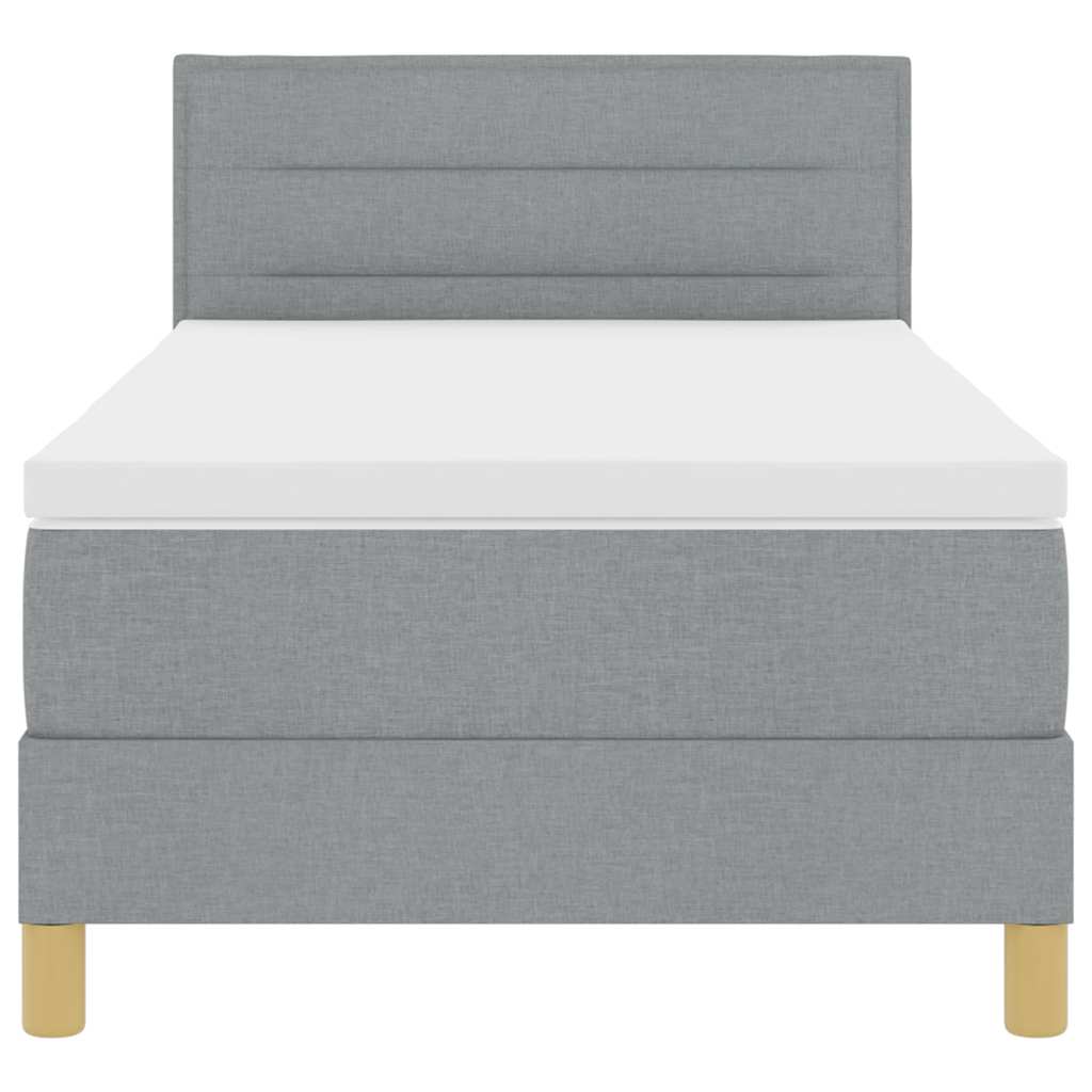 Boxspring ágy matraccal Világosszürke 90 x 190 cm szövet
