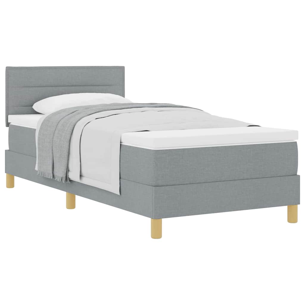 Boxspring ágy matraccal Világosszürke 90 x 190 cm szövet