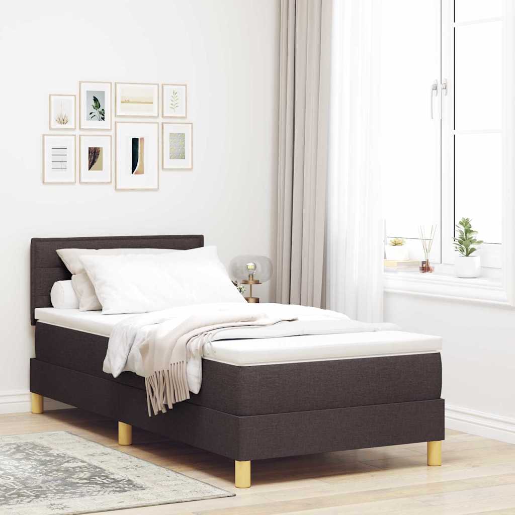 Boxspring ágy matraccal matracmal sötétbarna 90 x 190 cm szövet